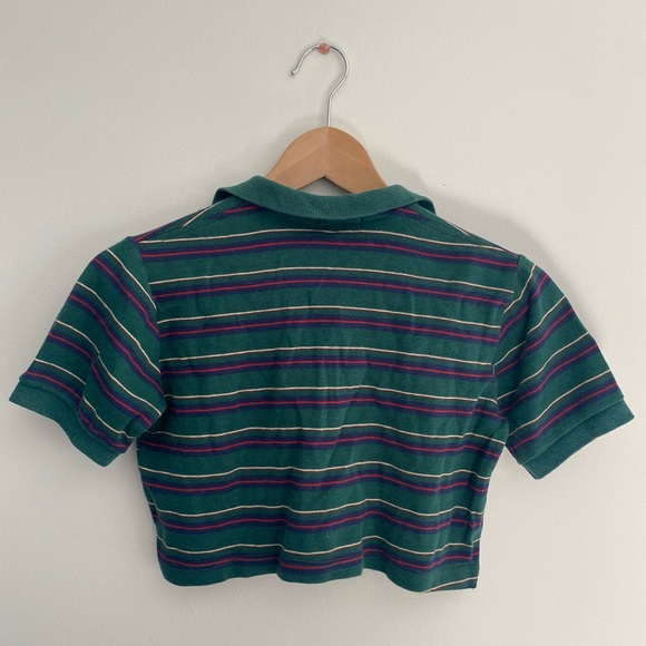 Ralph Lauren green stripe cropped polo - Picture 2 of 3